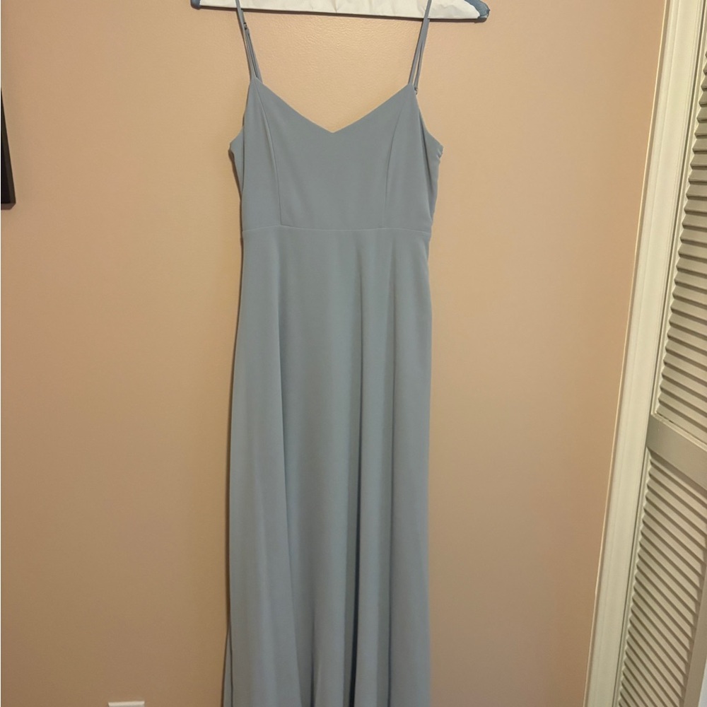 Show Me Your MuMu Chiffon Steel Blue Maxi Dress